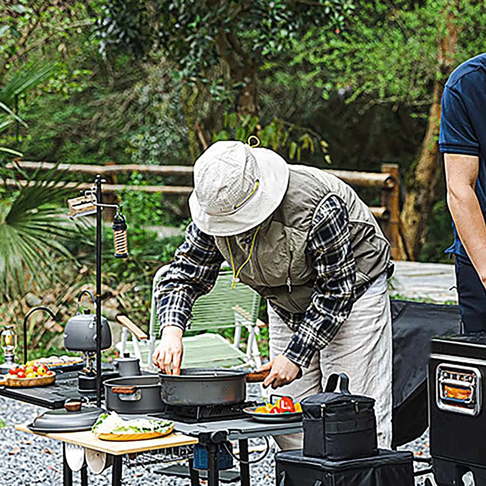 Camping Pot Portable Large Lightweight Double-Layer Steamer Camping Cooking Pan For 2-3 People Picnic Hiking Backpacking Family