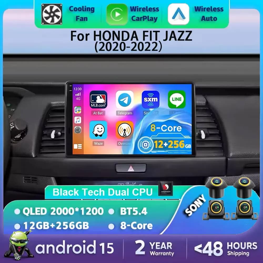 Android 15 Carplay Auto DSP For HONDA FIT JAZZ 2020 2021 2022 Auto Radio GPS Navigation 2 Din Multimedia DVD Video Stereo