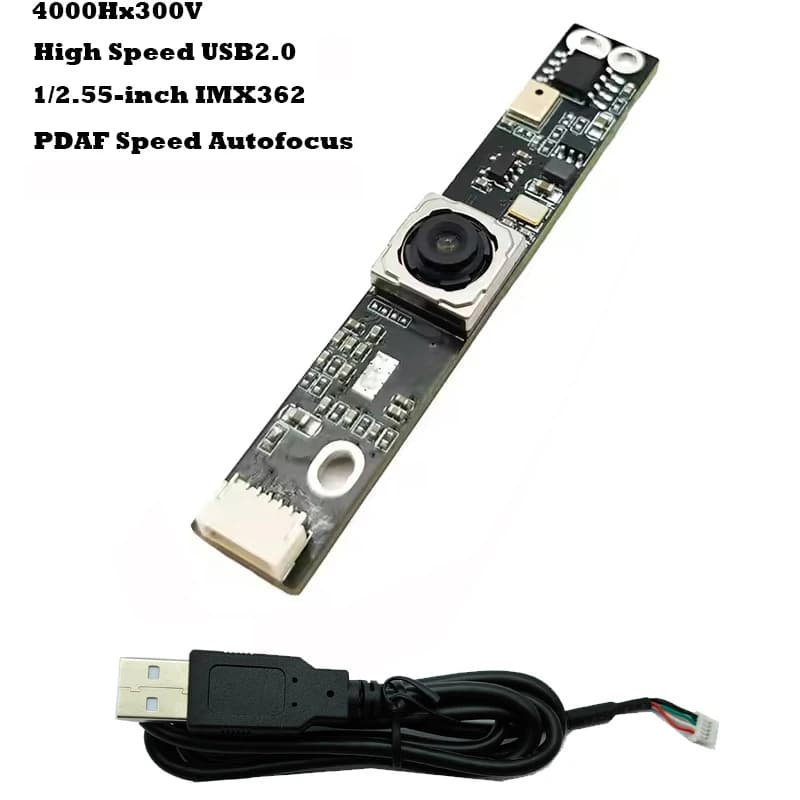 Camera module 4K 12MP HD IMX362 PDAF Speed USB 2.0 Automatic focus with digital microphone Compatible with UVC, Plug and Play for laptop