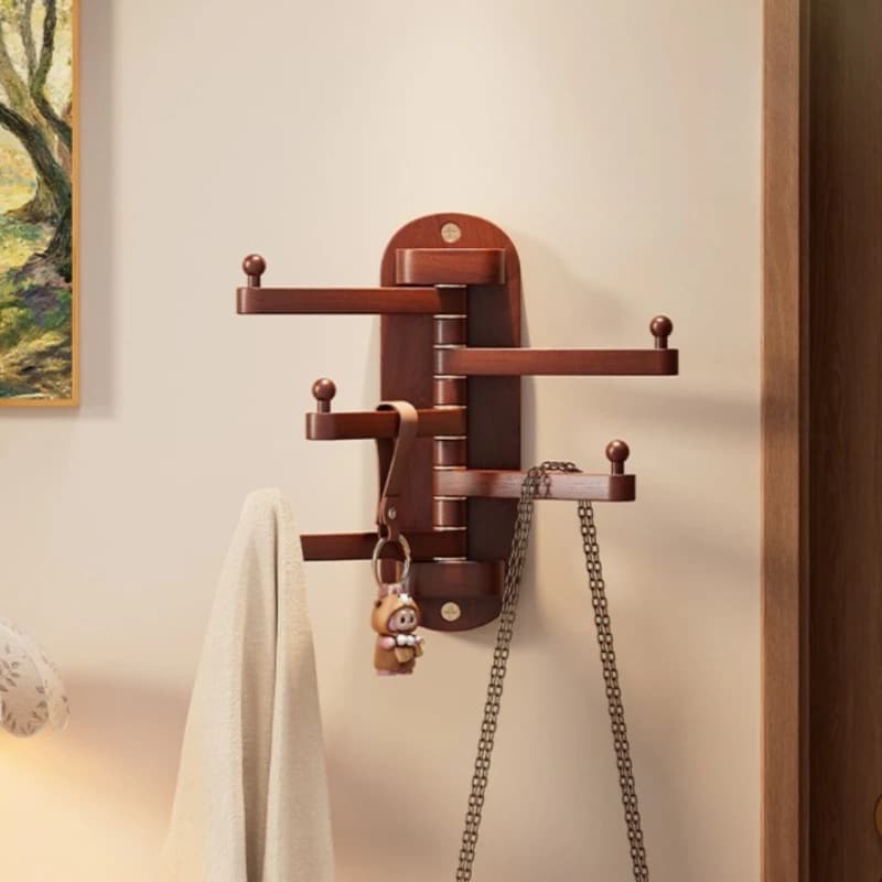 Appendiabiti da Parete in Legno Massello, Gancio per Ingresso, Appendiabiti per Camera da Letto, Organizzatore Girevole per Vestiti, Arredamento per Soggiorno