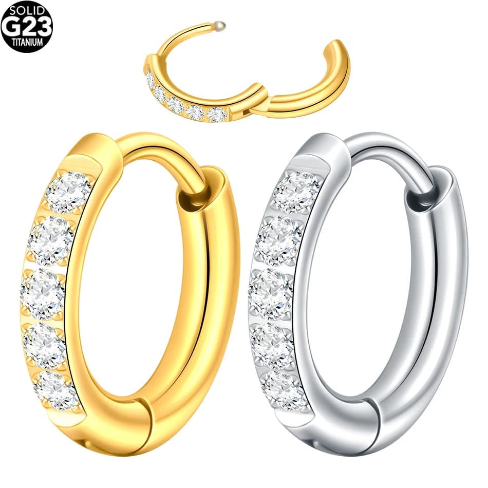 1 pz/2 pz titanio orecchino ad anello 18G CZ incernierato segmento rotondo anello al naso per le donne orecchio trago cartilagine elica Daith gioielli penetranti