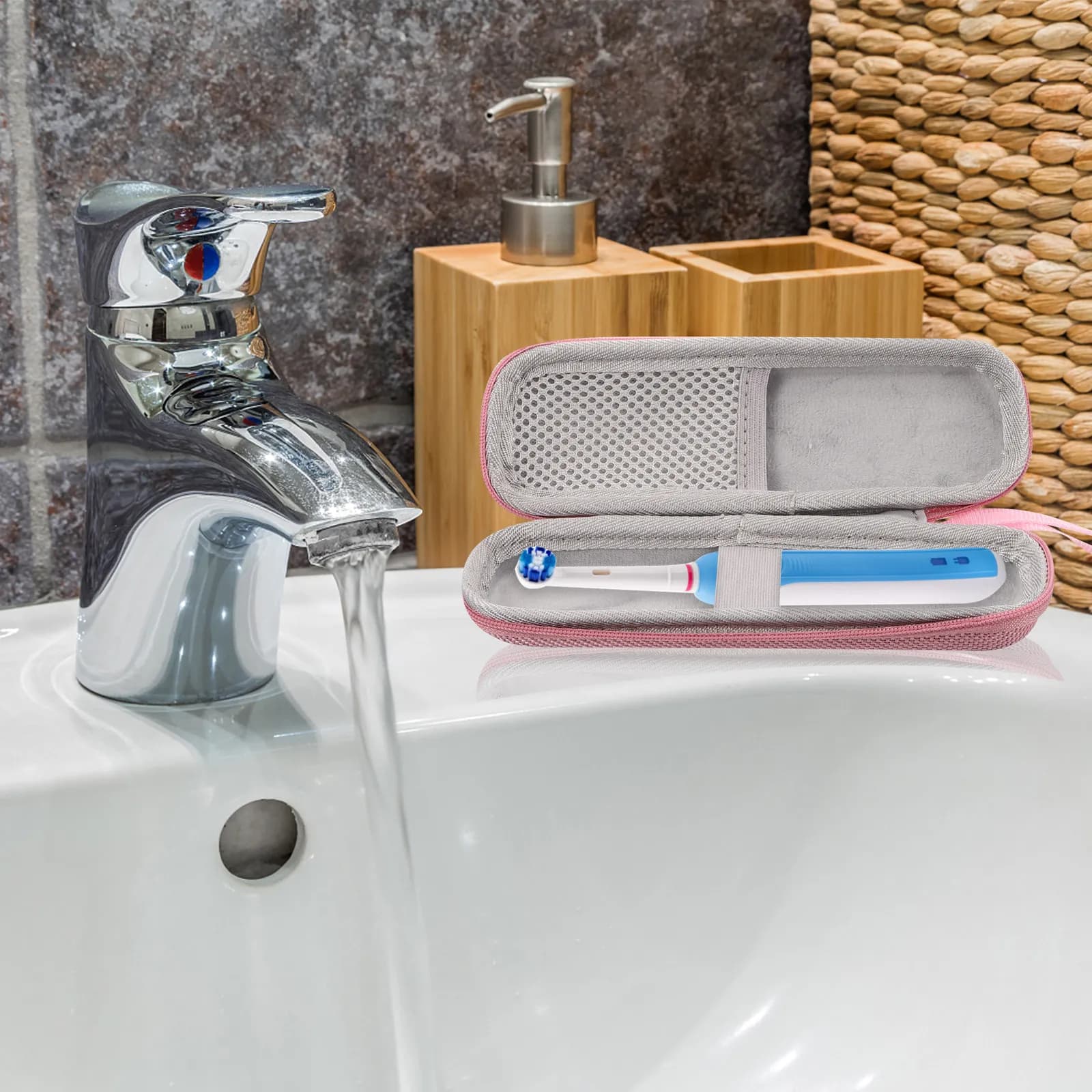 Electric travel toothbrush box, reusable, waterproof, compact, portable toothbrush case, for home, office, gym, travel