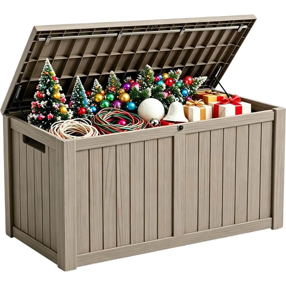 Large 178 Gallon Outdoor Storage Box, Waterproof and Lockable, Ideal for Patio Accessories, Cushions, and Garden Tools