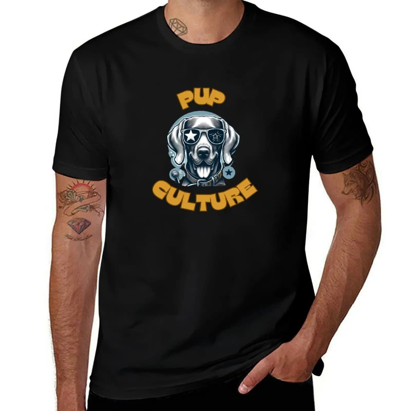 Pup Culture, Weimaraner in pop-art style T-Shirt Thanksgiving Casual Tee