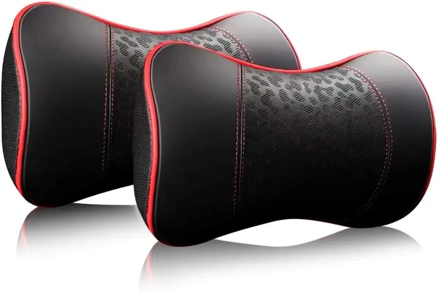 Cuscini per il Collo in Memory Foam per Auto, Supporto Cervicale, Set di 2 Rossi, Comodi per Viaggi e Ufficio Domestico