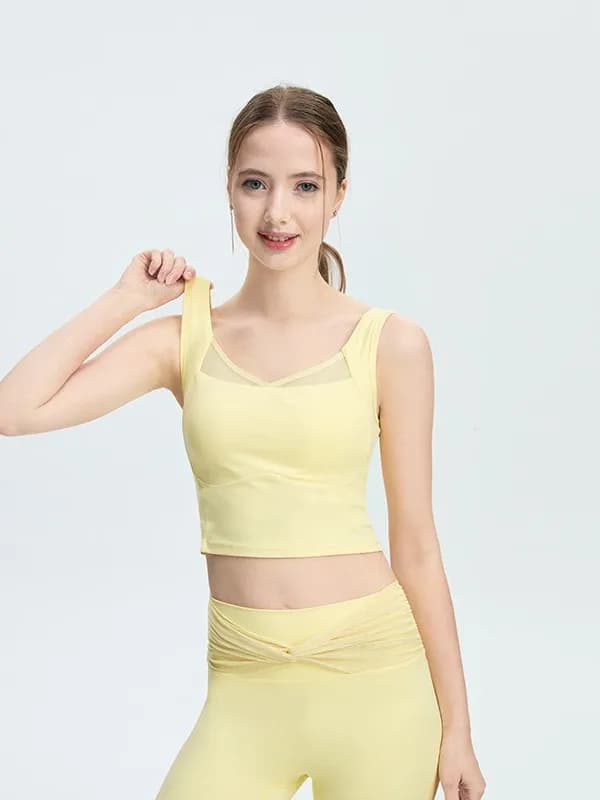 High Strength Woman Fixed Cup One Piece Shock-proof Chest Pad Athletic Underwear Outdoor Sports Fitness Running Gym Training Bra