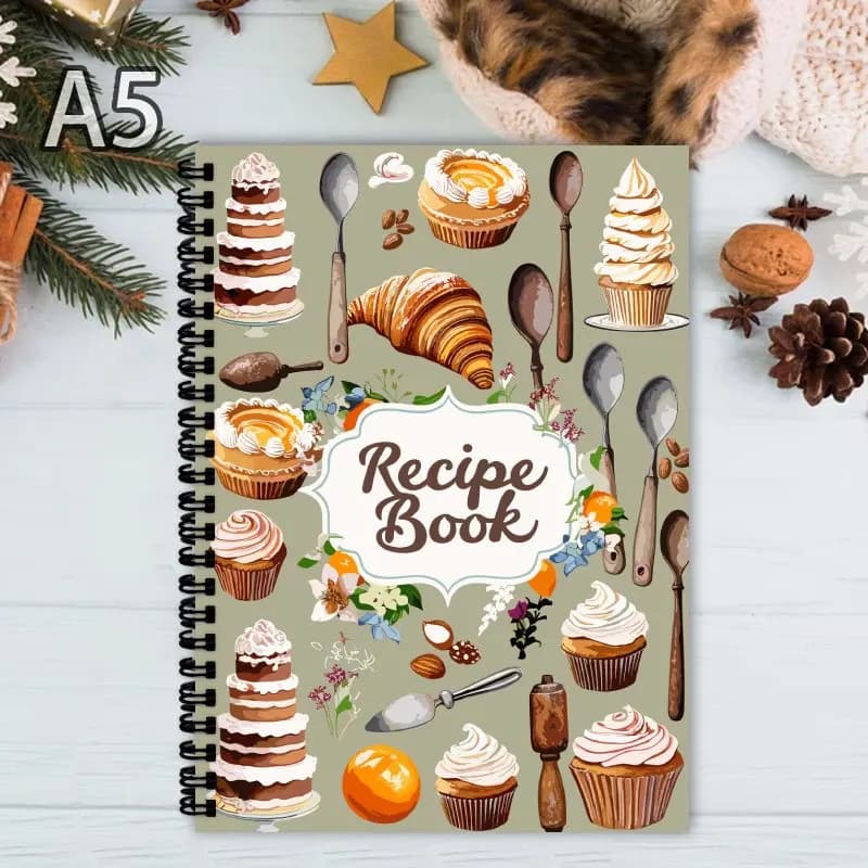Quaderno a Spirale per Ricette Estetiche, Libro di Ricette Familiare, Pagine Bianche, Perfetto per Appassionati di Cucina, Organizzatore per la Pianificazione dei Pasti