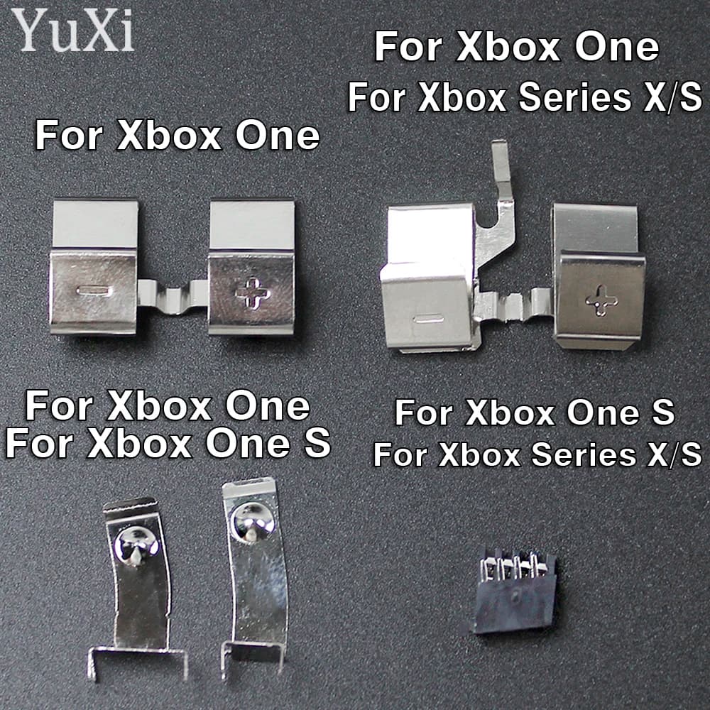 1Set connettore batteria Clip in metallo per Xbox One S Xbox Series X/S Controller Gamepad supporto batteria contatto a molla parti di riparazione