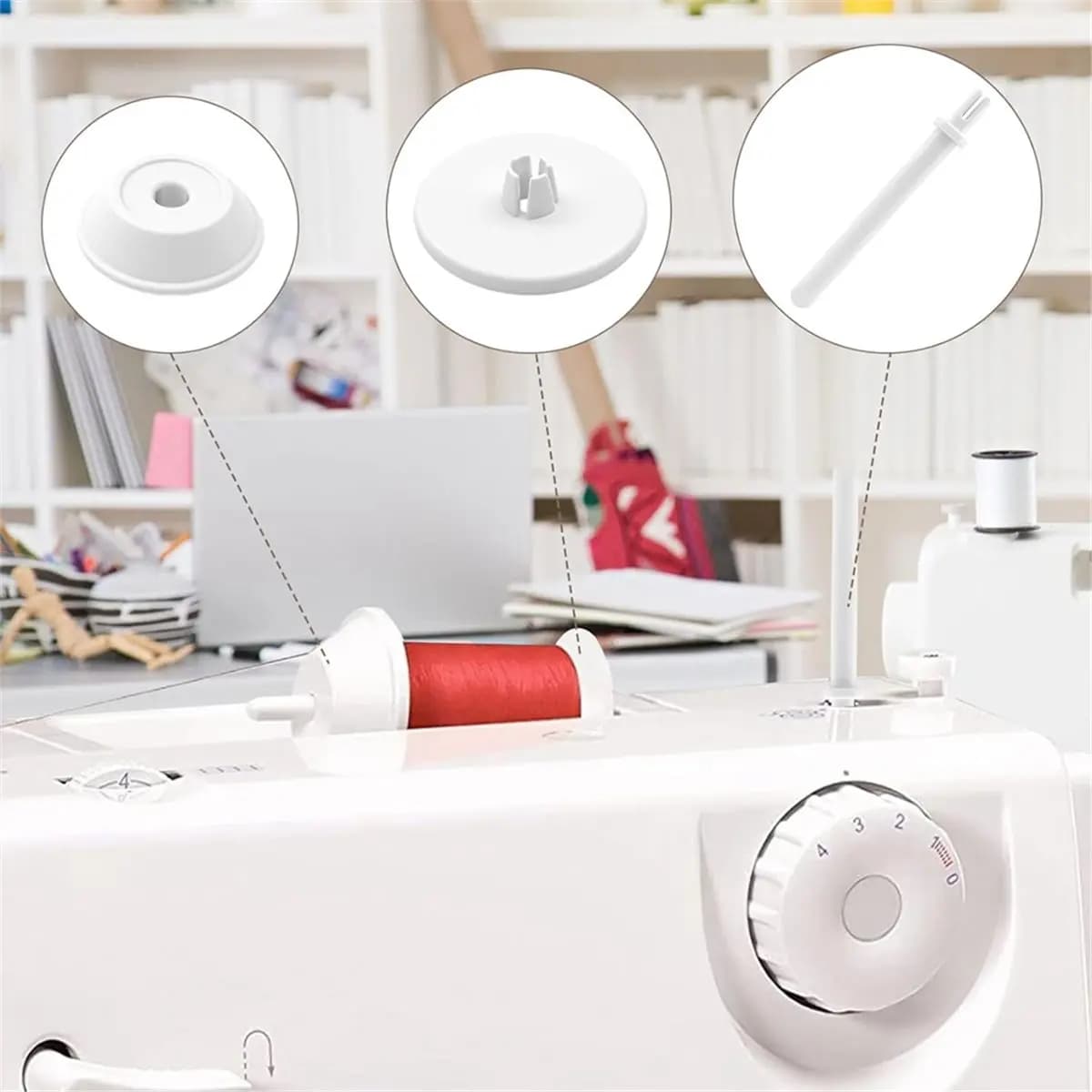 A74U 3PCS Spool Pin Cap Set, Thread Holder Accessories for Singer Viking White Sewing Machines