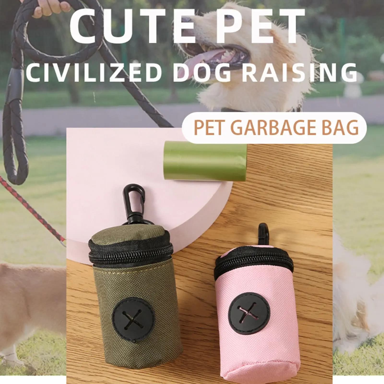 Dispenser Portatile per Sacchetti per Escrementi di Cane, Elegante e di Lusso, Accessorio per la Pulizia degli Animali Domestici
