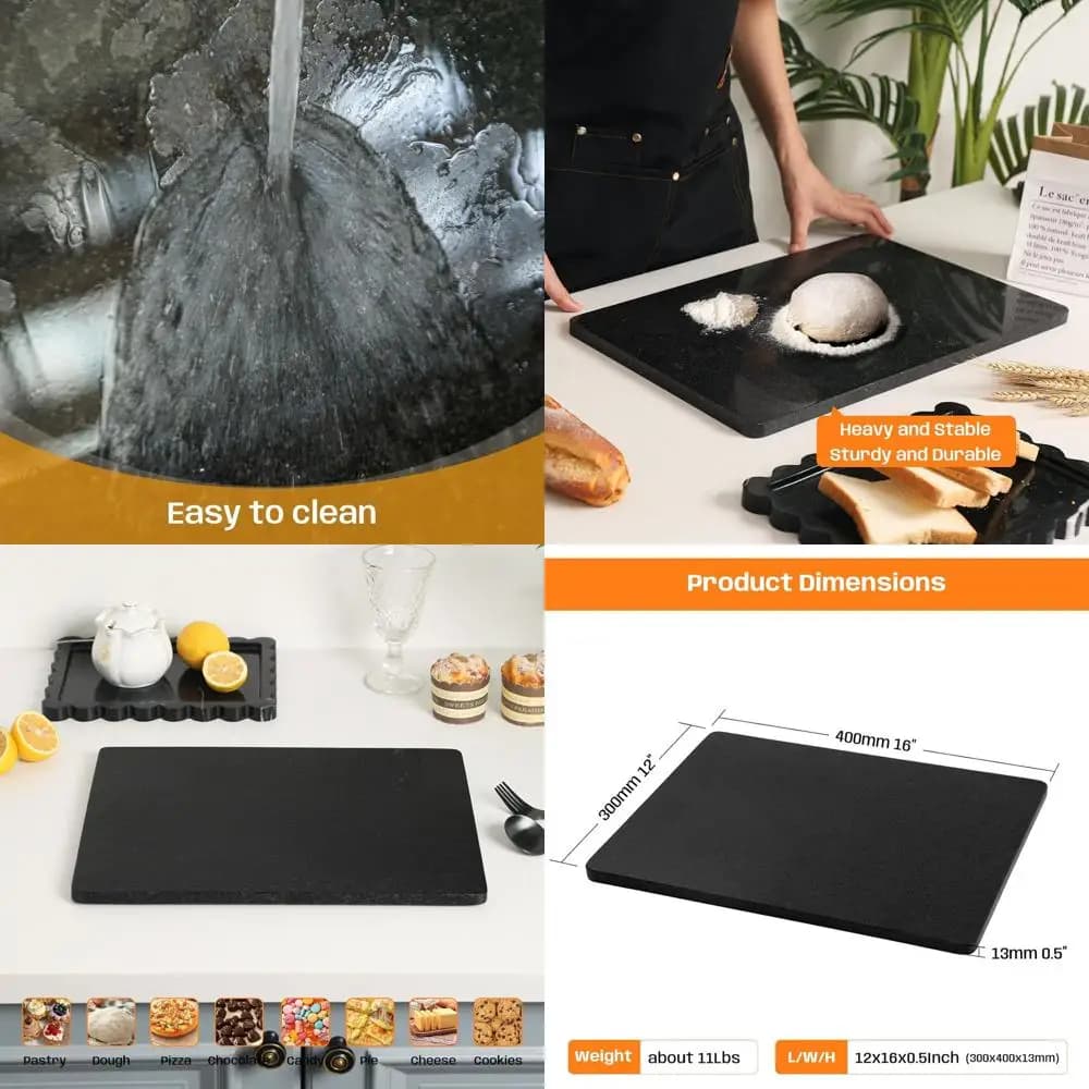 Tagliere in Granito 12x16 Pollici, Superficie in Marmo per Formaggi, Salumi e Cioccolato