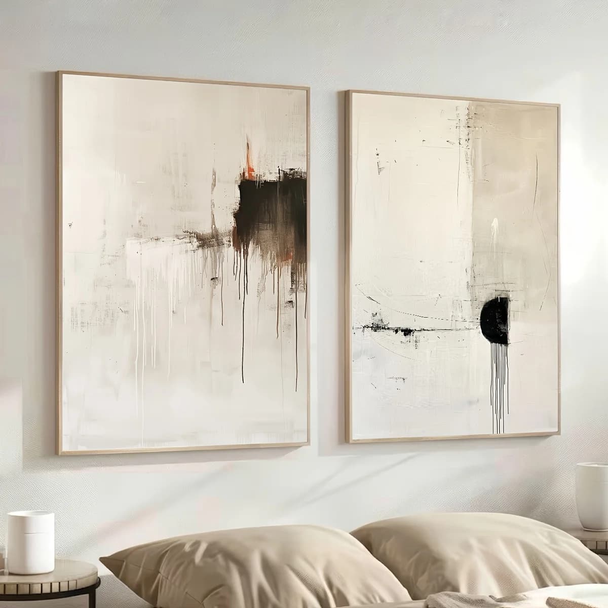 Minimalist Black White Abstract Wall Art Modern Beige Simple Geometric Art Print Neutral Posters for Living Bedroom Decoration