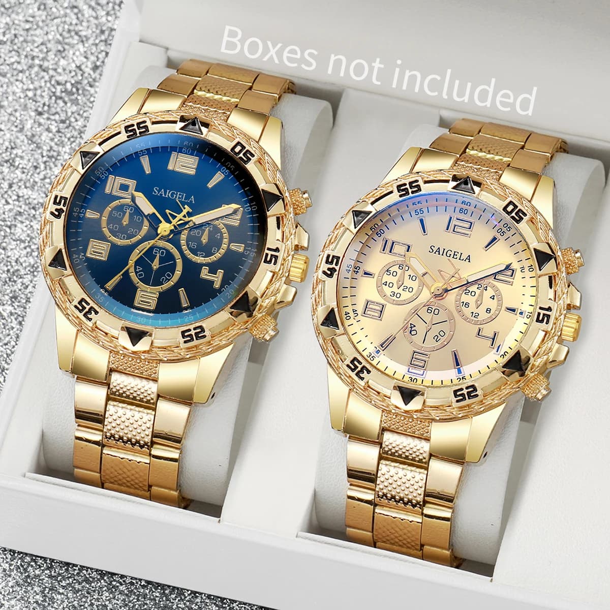 2 pz/set orologi da uomo d'affari moda quadrante arabo cinturino in acciaio Set di orologi al quarzo da uomo (senza scatola)