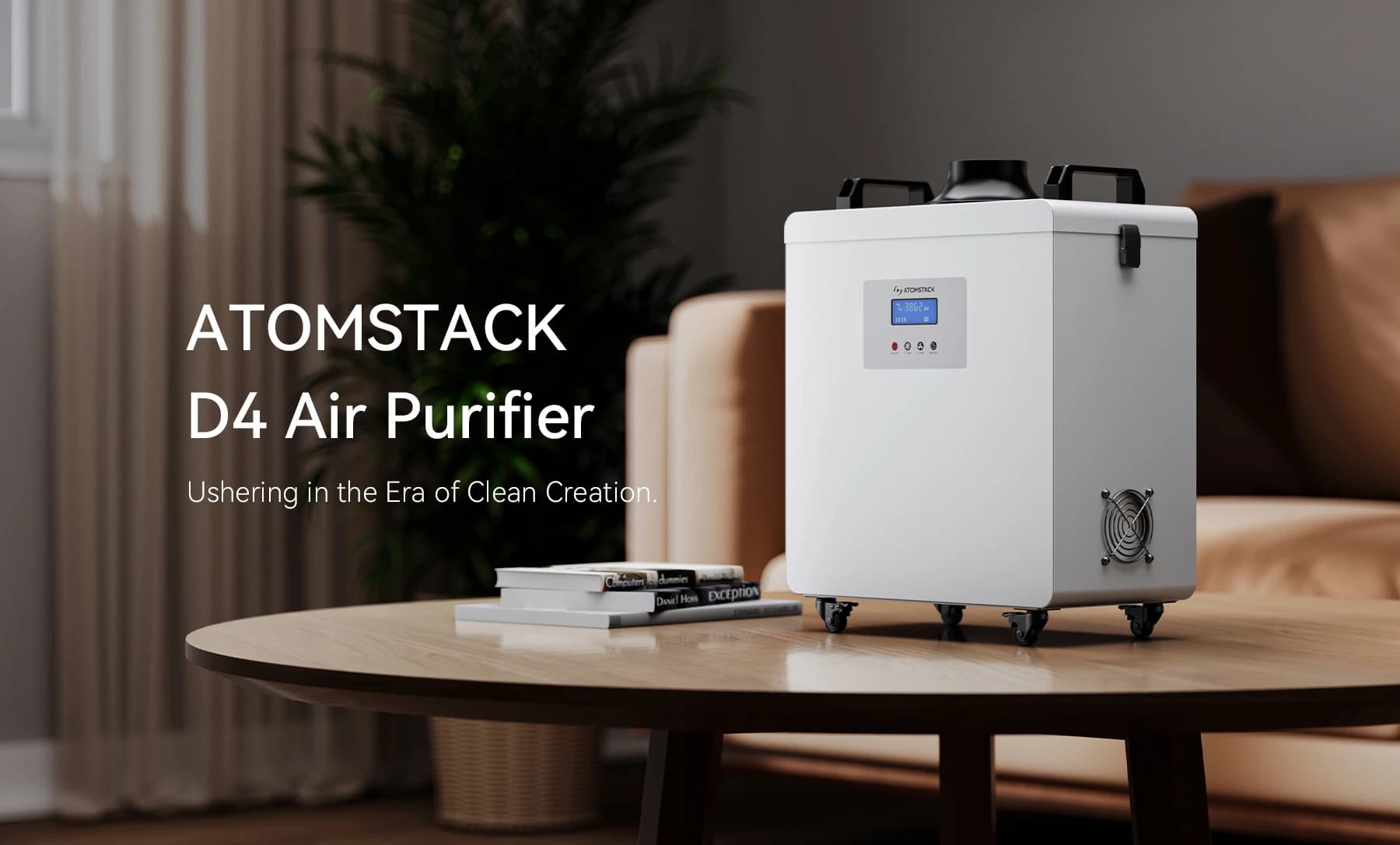 Il purificatore d'aria AtomStack D4 Laser Engraver presenta un filtro a 3 strati con una efficienza di purificazione fino al 99,97% e a basso rumore