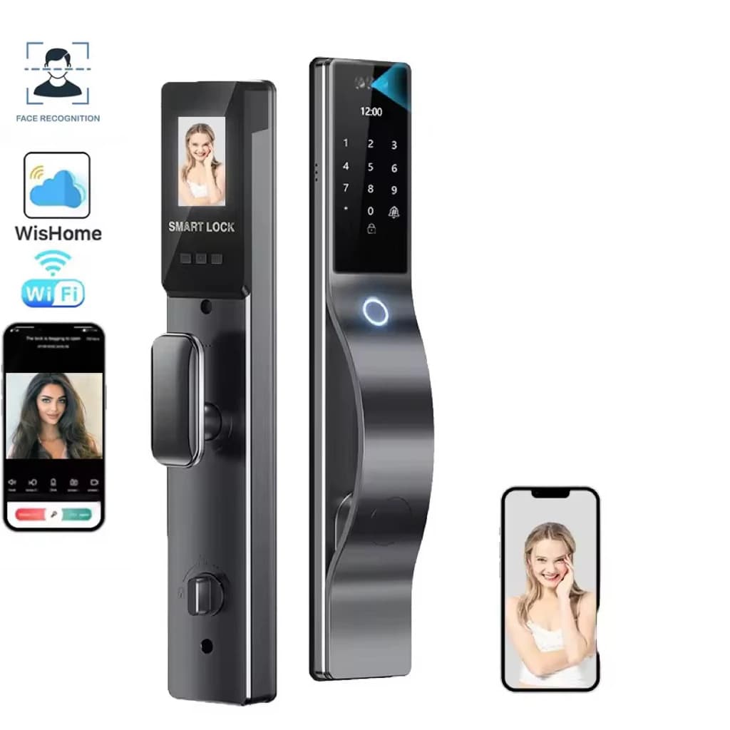 Nuova Serratura Intelligente per Porta d'Ingresso con Riconoscimento Facciale 3D, Telecamera di Sicurezza Automatica per Esterni, Wi-Fi, Set Completo