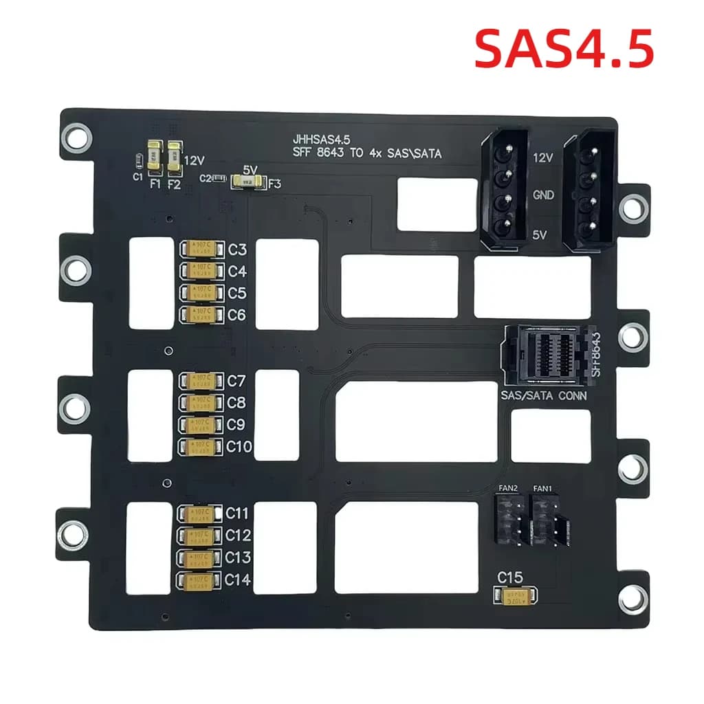 Backplane per disco rigido SAS \ SATA per scheda di espansione server di archiviazione Nas Adattatore SSD HDD da 6 Gbps SFF8643 a 4 alloggiamenti Alimentatore 4D di grandi dimensioni