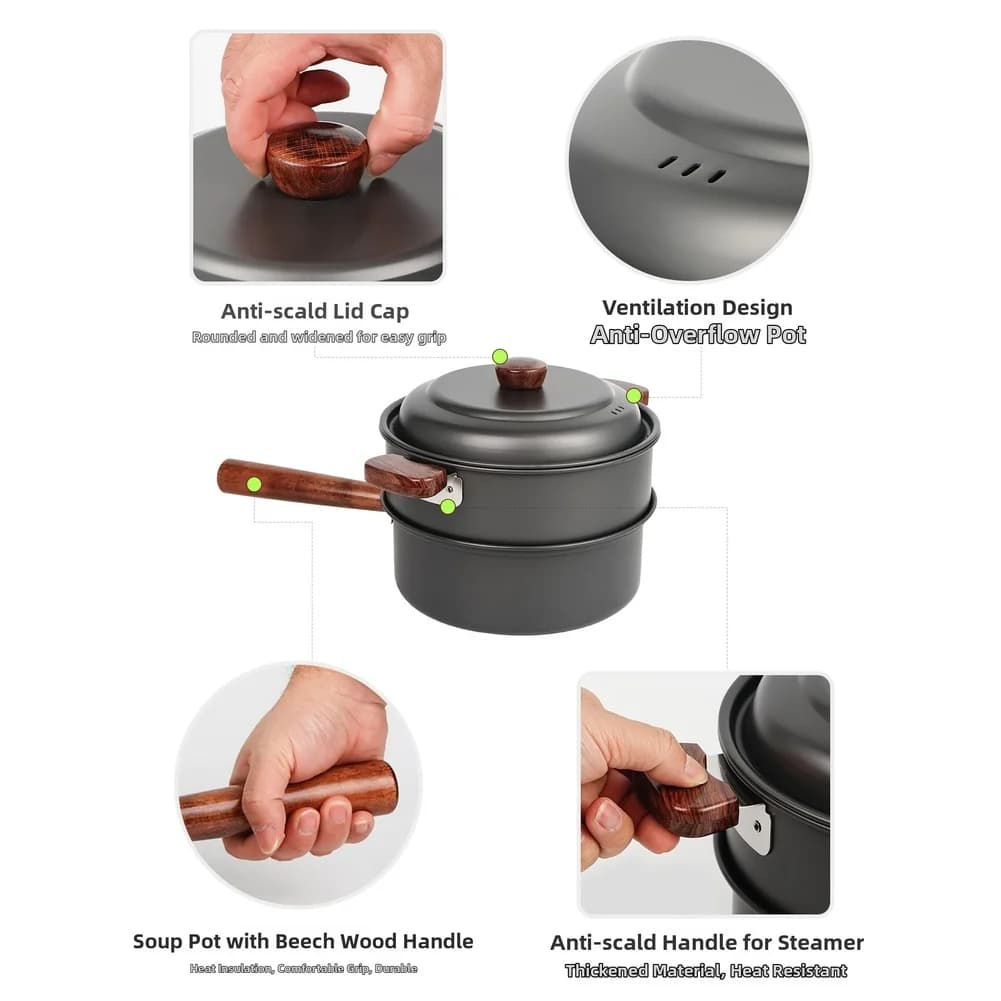 Set of Portable Kitchen Tools for Camping - Portable Kitchen Set with Container - 33,5 25 16 Cm Camping Tools in Aluminium Duro