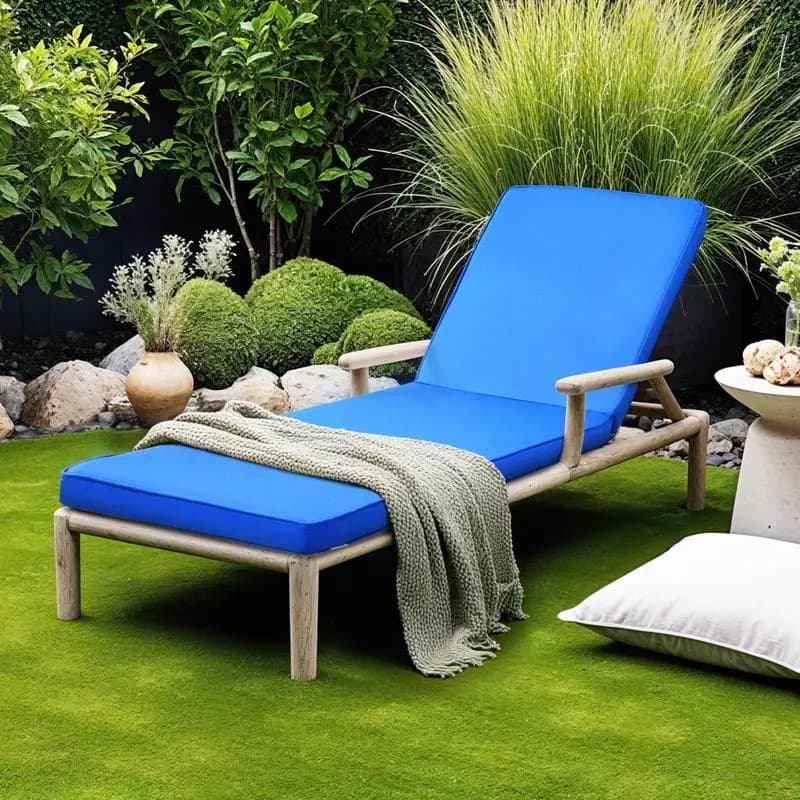 Cuscino per Chaise Longue, 72 x 21 x 3 pollici, Cuscini per Sdraio da Esterno, Impermeabili e Resistenti allo Sbiadimento, Cuscini di Ricambio per Lettino Prendisole con Lacci, Cuscini per Sdraio da Patio per Bordo Piscina e Prato, Blu
