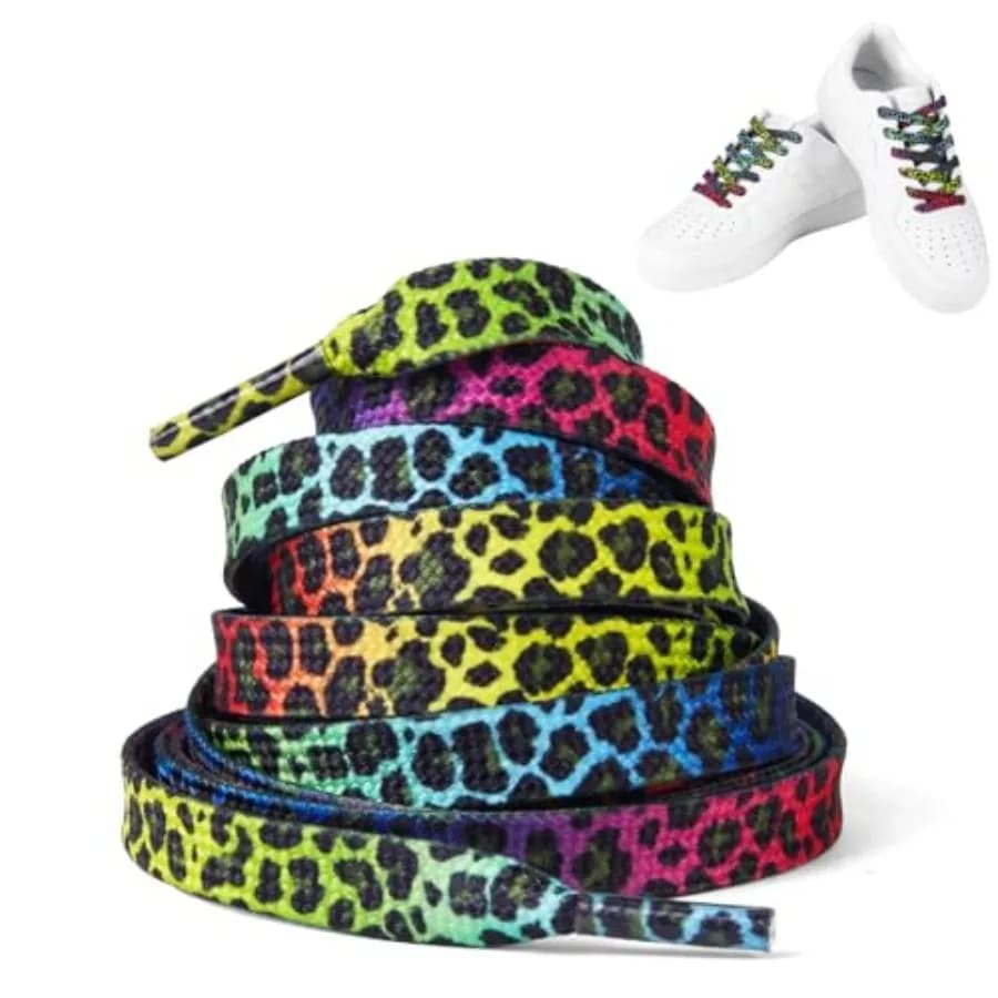 1 P 55 In Stampa leopardata Raiow Piatto sottile per scarpe da ginnastica Stringhe di scarpe colorate per scarpe da ginnastica Anello e scarpe da ginnastica sportive Scarpe Lei