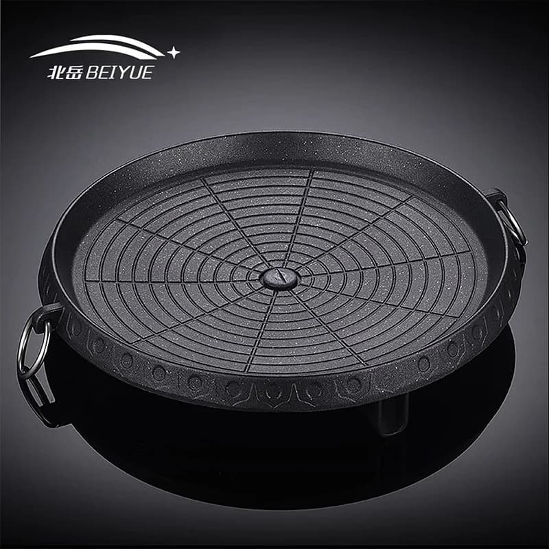 BEIYUE 31CM Korean Plate for Grilling, Resistant, Multipurpose, Portable, Frying Kitchen Tools, Barbecue, Cooking, for Garden, Restaurant, Home