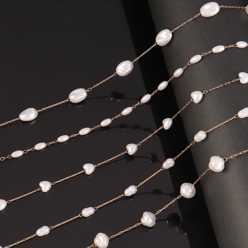 Catena in acciaio inossidabile da 1 metro Catena di perle imitazione sfusa per la creazione di gioielli Materiale Risultati di collane Accessori per braccialetti Fai da te