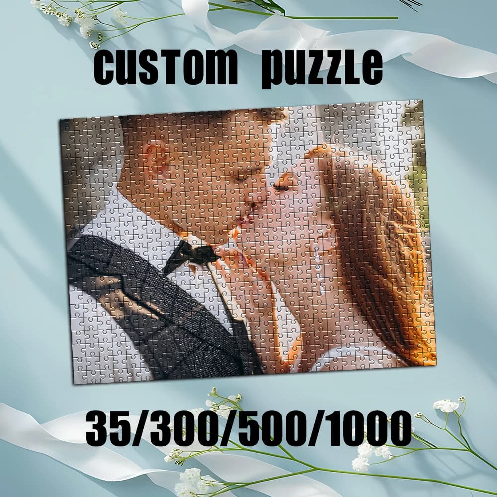 35/300/500/1000pcs Personalized Custom Photo Puzzle Wedding Photos for Dad Grandmother Grandad Godmother