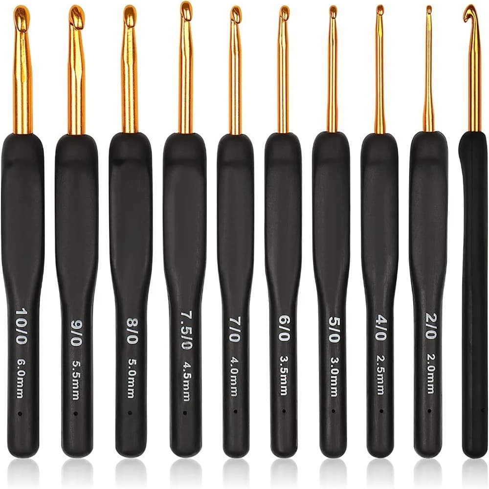8PCS Black Crochet Hooks Set for Arthritic Hands,Ergonomic Crochet Hook Soft Crochet Needle,2.5-6.0mm Crochet Kit for Beginners