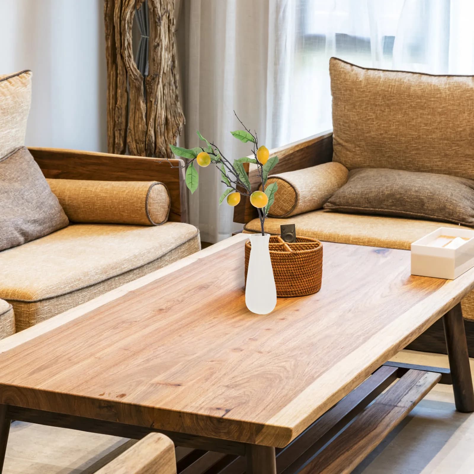 Ramo di Limone Artificiale per Decorazione Vasi, Pianta Decorativa Realistica per Casa, Ufficio, Soggiorno, Camera da Letto, Cucina, Stile Rustico
