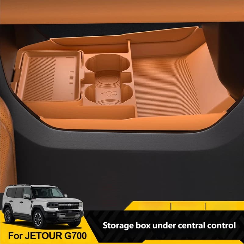For JETOUR G700 2025 + Central Console Storage Box Double Layer Silicone Water Cup Storage Box Interior Upgrade Car Accessories