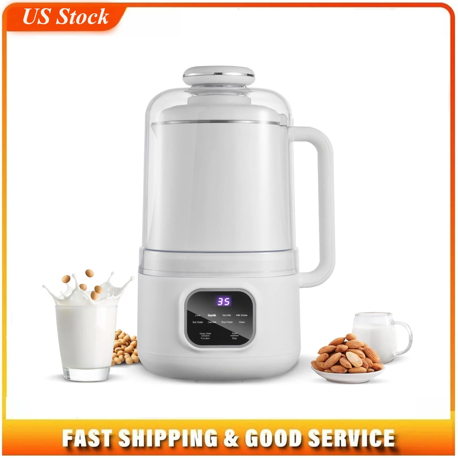 Macchina per Latte Vegetale 8-in-1 da 34 oz, Frullatore Elettrico Multifunzione per Latte di Soia, Tritaghiaccio e Macchina per Succhi di Frutta