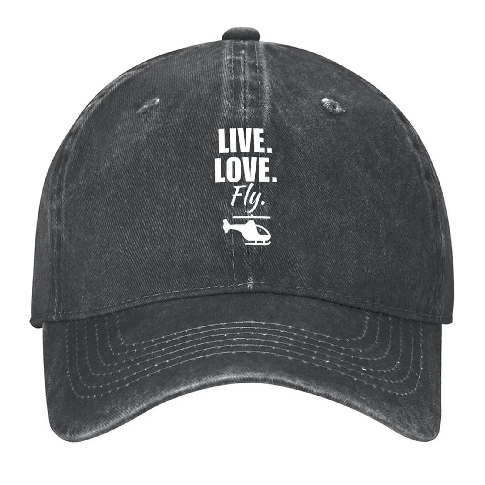 Nuovo: Vivi, ama, vola. Cappello da baseball da pilota di elicottero o chopper, berretto da marinaio per uomo, cappello da golf, cappello Wild Ball, cappello di lusso, cappelli da uomo, cappelli da donna