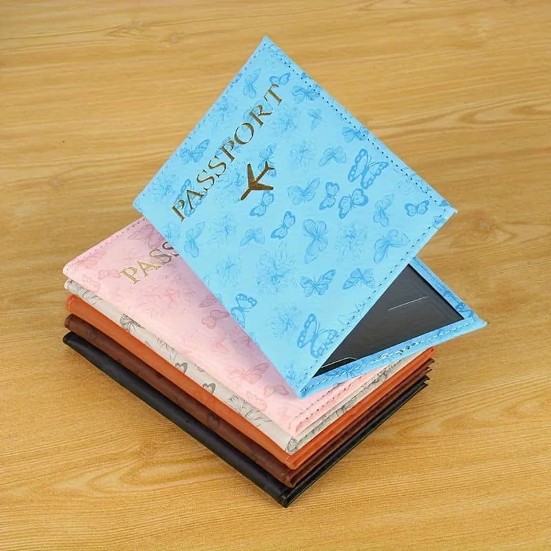 Women's Passport Covers Pu Leather Business Credit Card Documents Holder Case Passport Protective Case Case Pouch Butterfly
