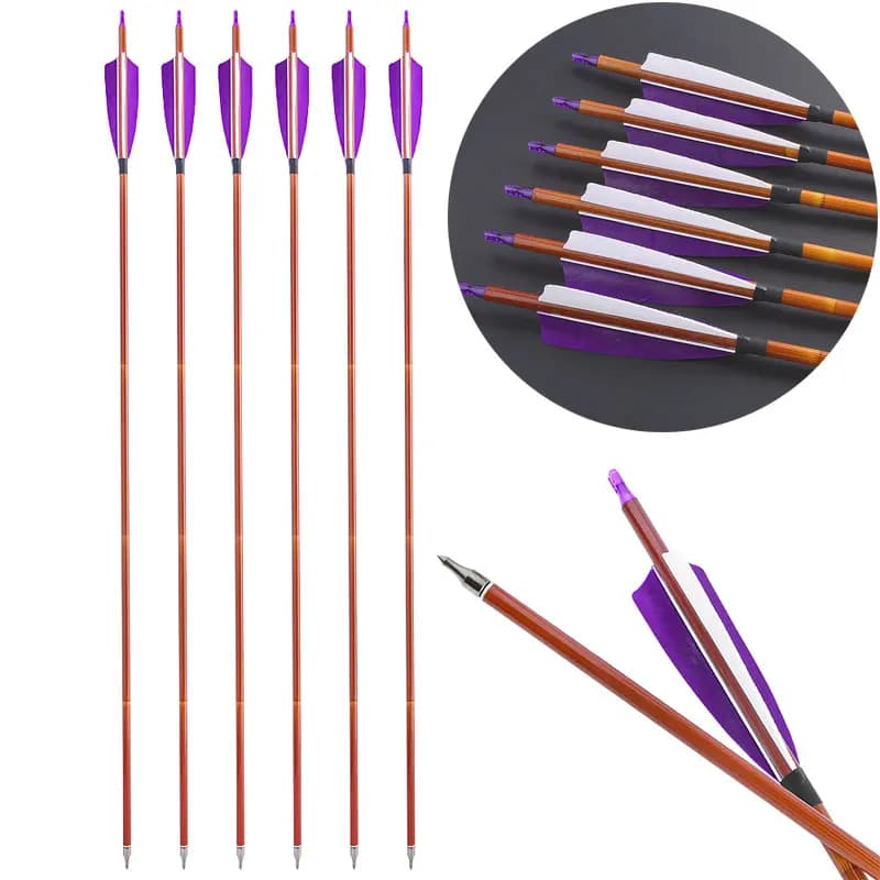 31.5 "Tiro con l'arco Freccia in carbonio SP 500 ID6.2mm Freccia 4" Piume vere Arco da caccia Tiro al bersaglio Sostituibile 100Gr Punta di freccia 6/12 pezzi