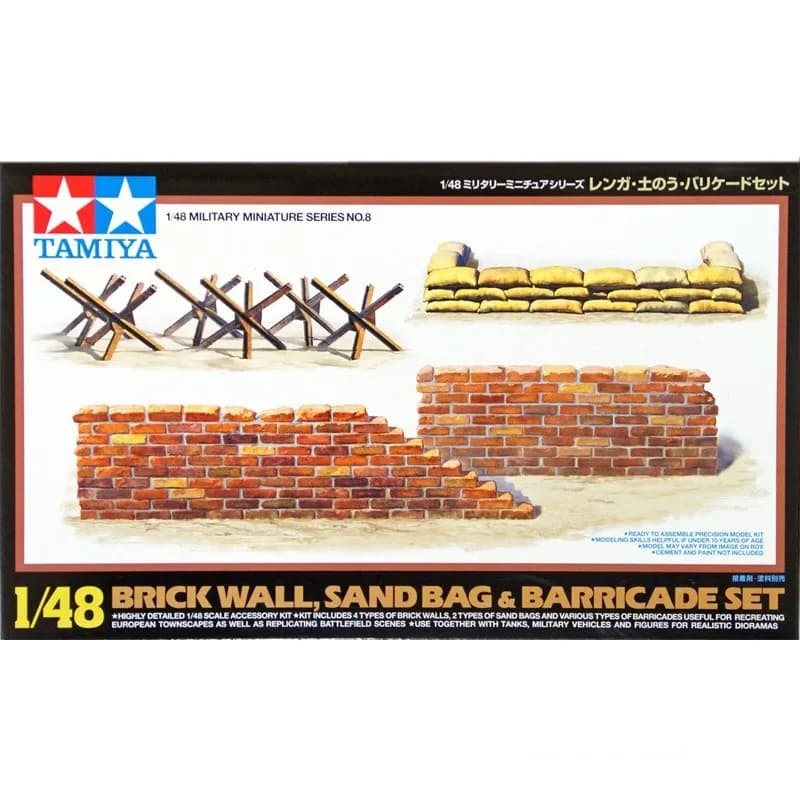 Tamiya plastica assemblato modello militare 1/48 scala scena accessori parete Sandbag ostacoli Scenario di guerra modello Kit 32508