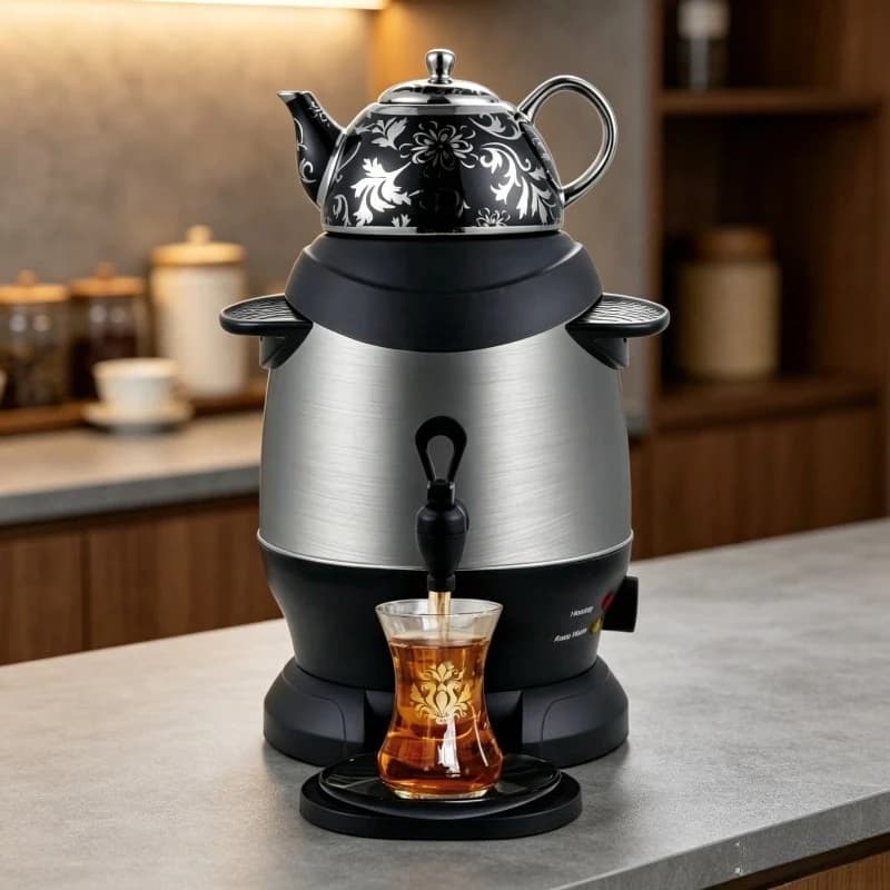 Double Layer Stainless Steel Electric Gooseneck Kettle with Mother-Child Pot Design for Tea Coffee Pour Over Home Use