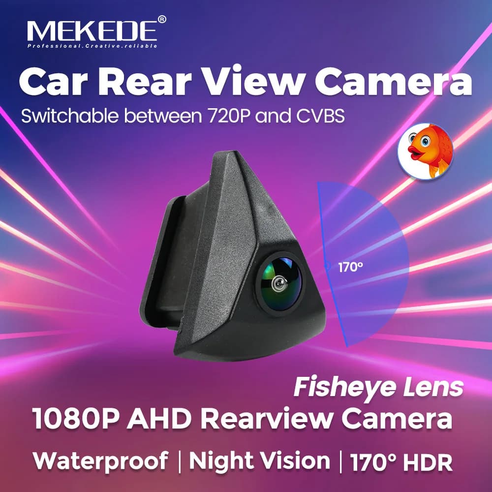 MEKEDE For Volkswagen special Fisheye Golden Lens Full View Camera switchable 1080P 720P CVBS Vehicle Reversing Rear View Camera