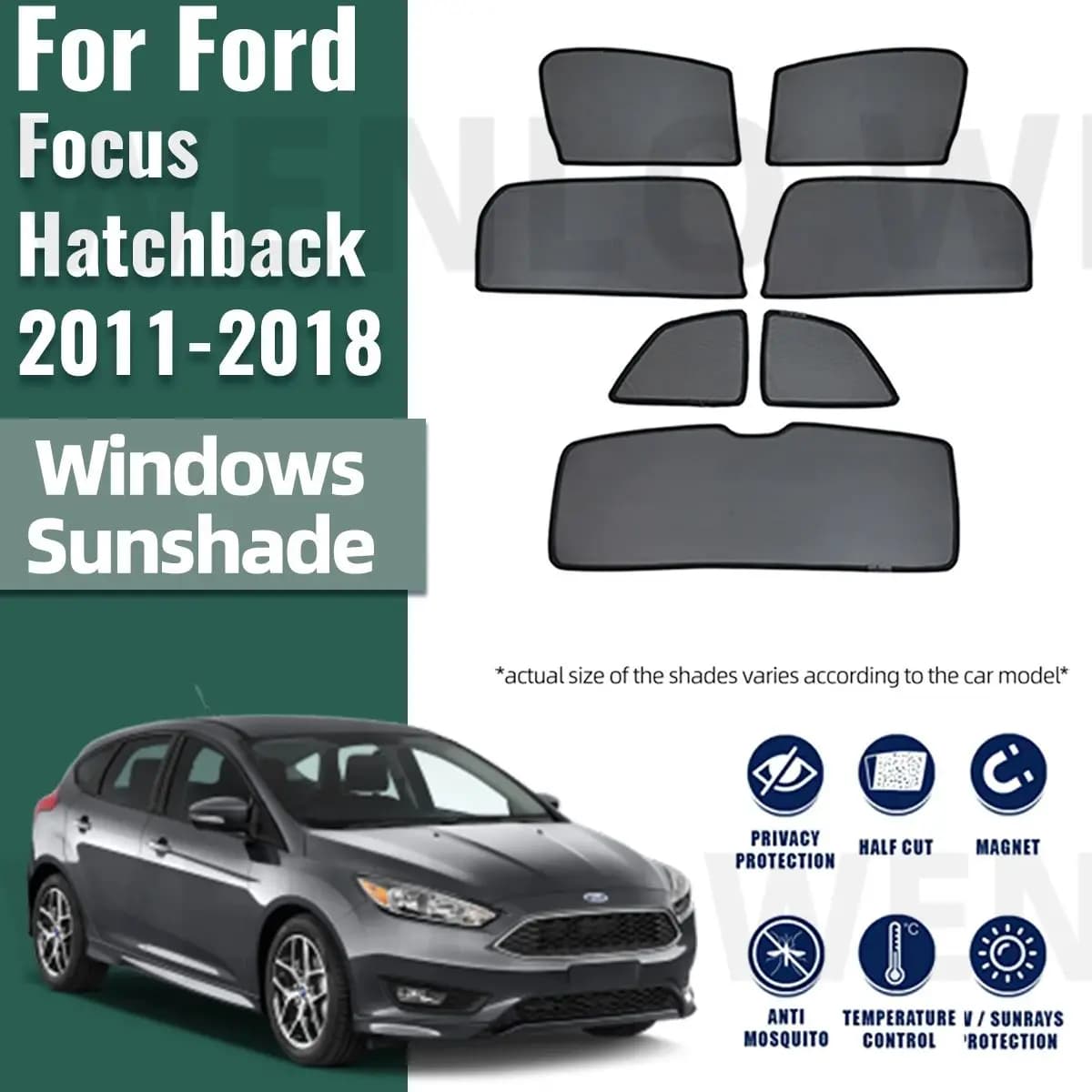 Per Ford Focus Hatchback MK3 2011-2018 parasole per auto parabrezza anteriore tenda a rete magnetica finestra laterale posteriore parasole