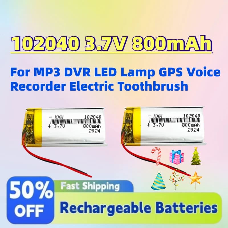 Spedizione Rapida Batteria Li-Polymer 102040 3.7V 800mAh Ricaricabile per MP3 DVR Lampada LED GPS Registratore Vocale Spazzolino Elettrico