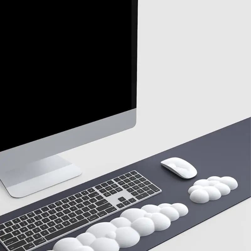 652F Morbido supporto per polso in PU Cloud per tastiera e mouse Supporto per polso mano antidolore per palmo PU + silicone