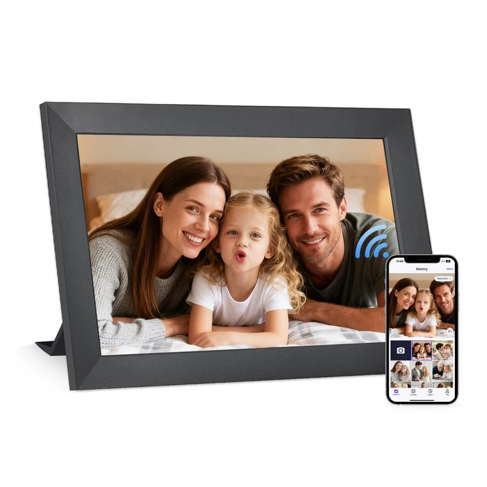 Cornice Digitale WiFi Smart da 10.1 Pollici, Schermo Touch IPS LCD, 32GB, Rotazione Automatica, App Gratuita, Condivisione Remota, Regalo per la Festa della Mamma