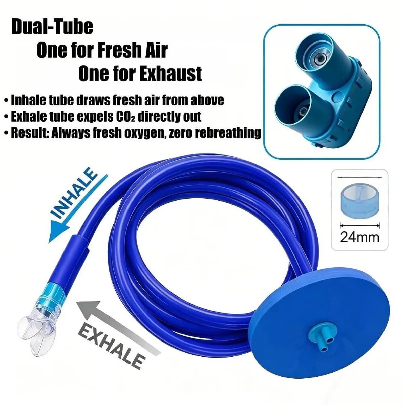 Swim Snorkel 177inch Full Dry Portable Diving Respirator Tube Adult Underwater Breathing Device For Men Women Swimmer Beach Pool