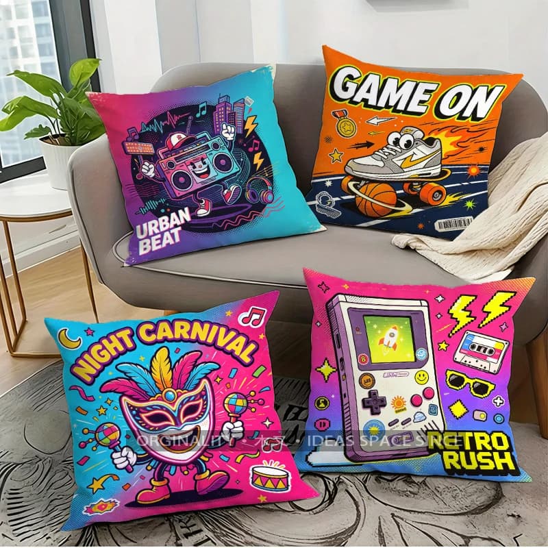 Retro Y2K Throw Pillow Covers Pattern Cushion Cover Suitable for Sofa Bedroom Car Pillow Cover