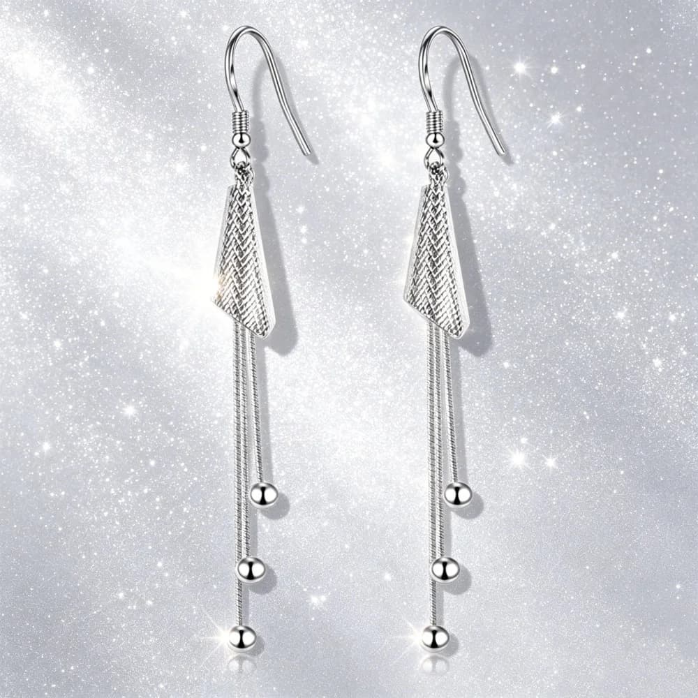 925 Sterling Silver Temperament Simple Wind Chimes Fringed Earrings Birthday Party Anniversary Gift Daily Wear