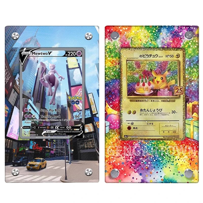 New Pocket Monster Mewtwo Card Display Stand Anime Classic Games Collection Card Acrylic Photo Frame Ornament DIY Toy Gift