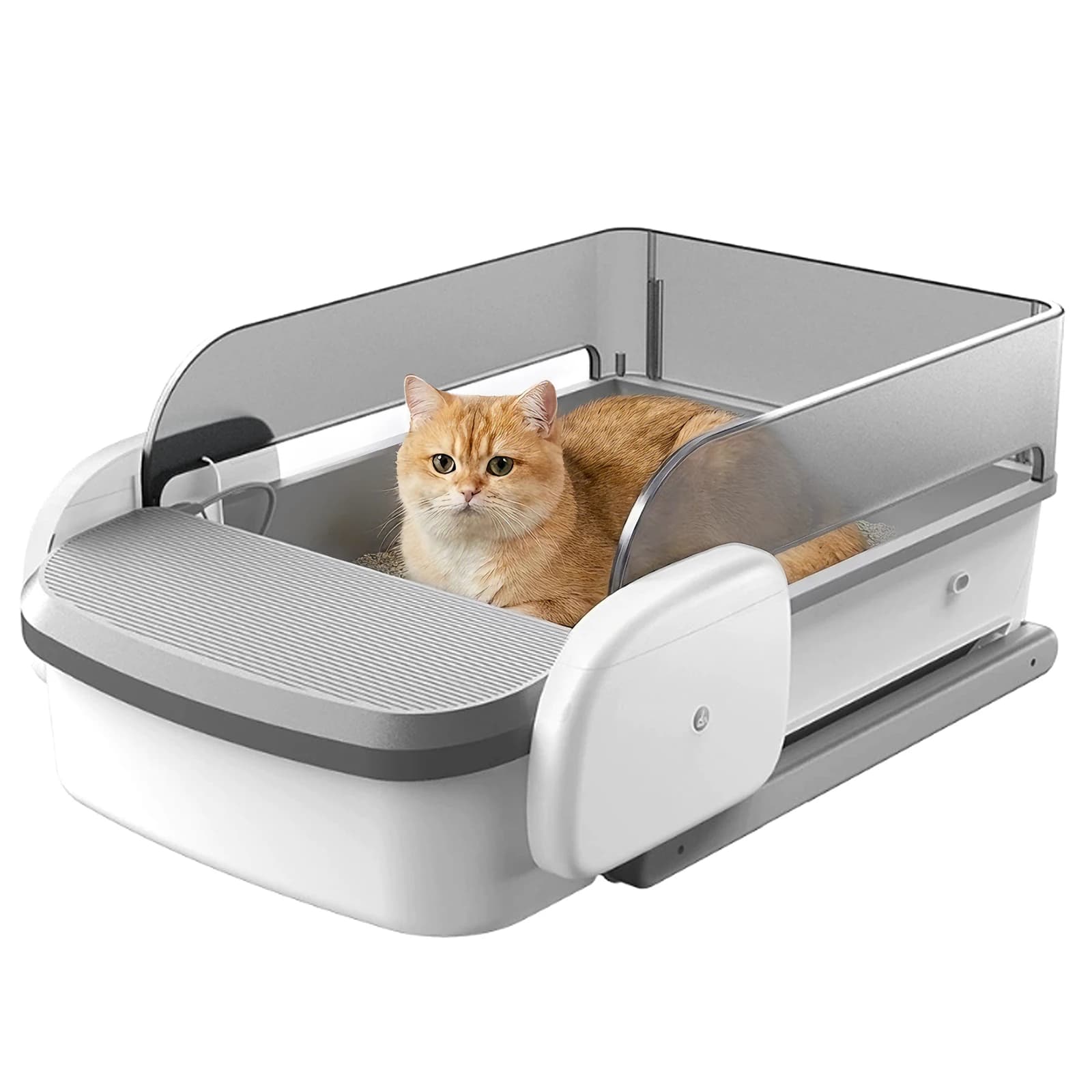 Lettiera per Gatti Automatica Anti-odore con Controllo App High-Tech, Toilette Aperta per Gatti con Wi-Fi e Autopulizia