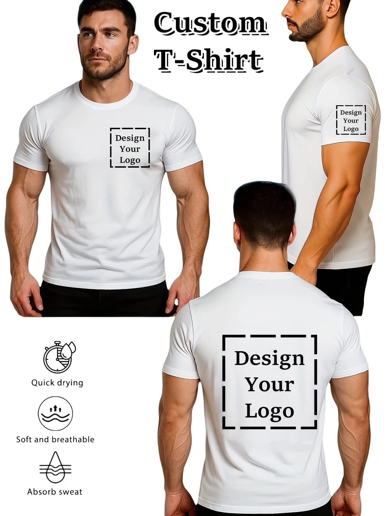 Custom Photo Customized Print Short Sleeve T Shirt Summer Tops Tees DIY Your Like Photo Or Logo Cotton T-shirt Men Clothing
