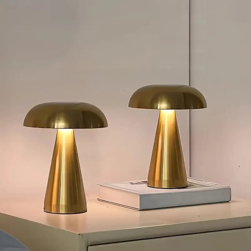 Retro Fungus LED Table Lamp 3 Color Bedside Lamp Touch Rechargeable Reading Lights For Bedroom Restaurant Bar Room Decor Light