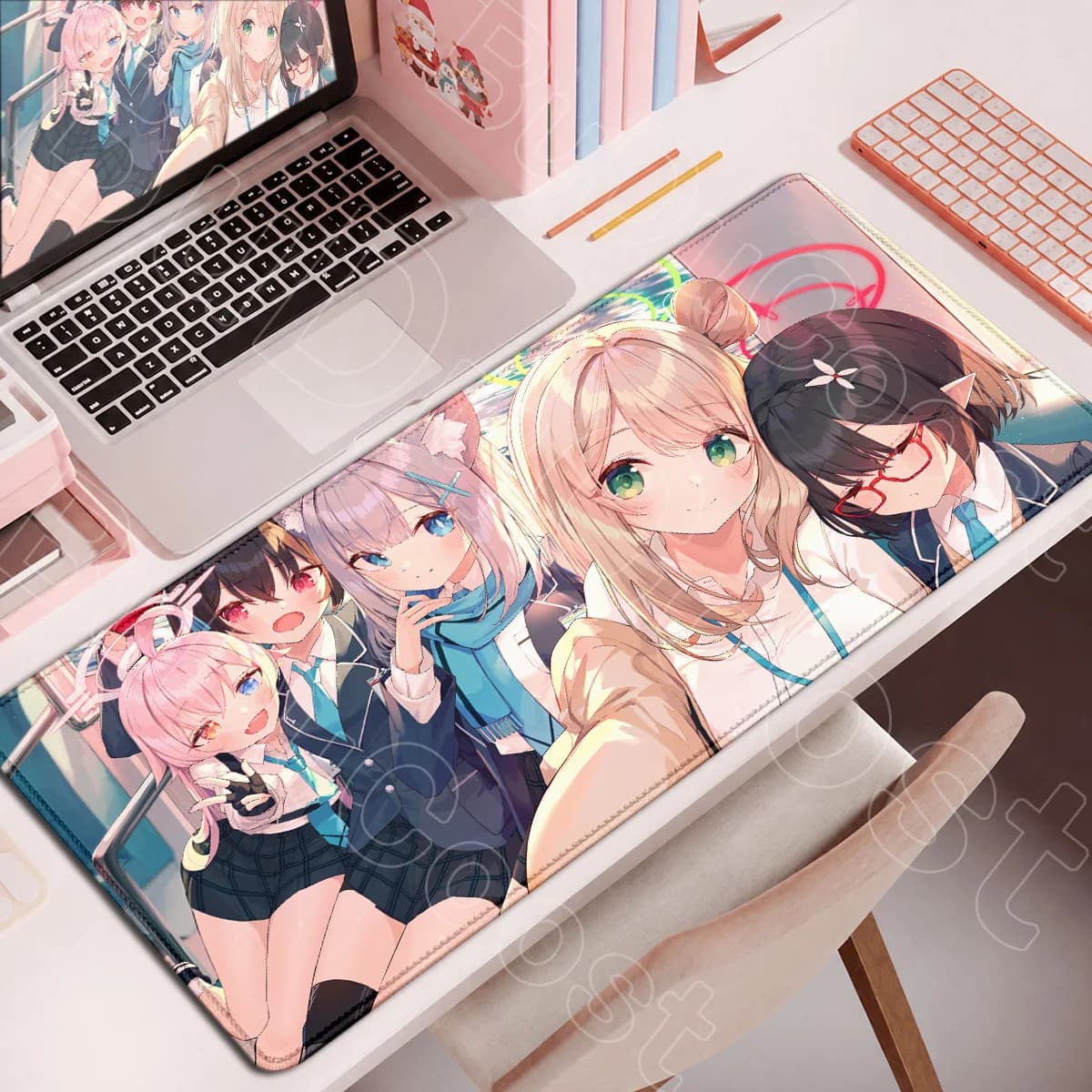 Cute Anime Girl Sunaookami Shiroko Mouse Pad Locking Edge Gaming Desktop Carpet Large Washable Blue Archive Laptop Keyboard Mats