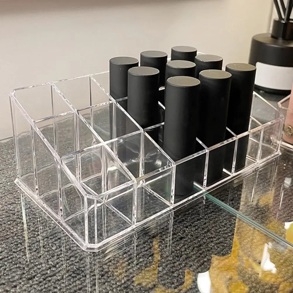 Pratica scatola portaoggetti per rossetto a 4 file facile da prendere 12/18/36 griglie scaffale per smalto per unghie trucco organizzatore per lucidalabbra tenere in ordine