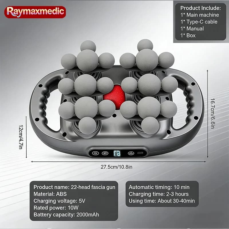 Raymax Massage Gun 22 High Frequency Heads, Back Massage, Life, Collo and Spalle
